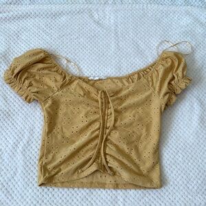 Mustard Color Top/Off-Shoulder Crop Top, Used Once, Medium Size, Made in Vietnam
